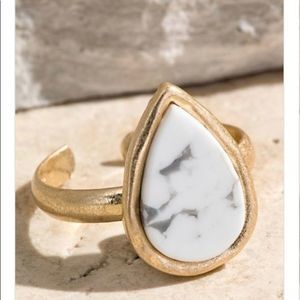 Tear Drop Semi Precious Stone Ring- Howlite White